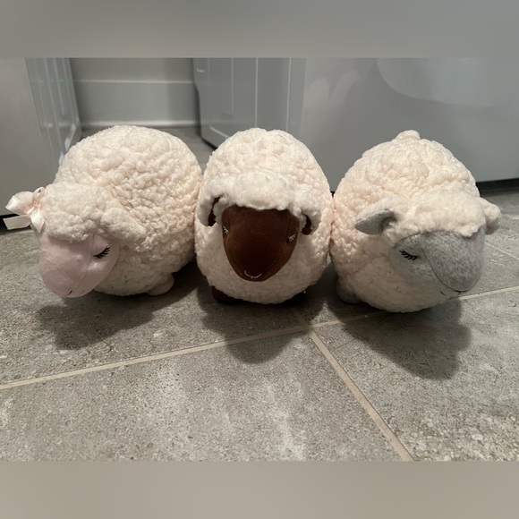 BATH BODY WORKS 8” Plush Softest Lamb Sheep Lambie Cream Gray Brown Pink Face - Picture 7 of 8